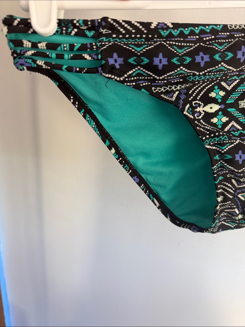 Hot Water - Teal, Purple, White and Black Aztec Print Bikini Bottoms - Picture 3 of 6